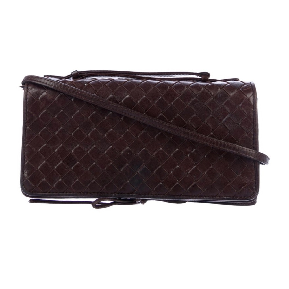 BV Brown Intrecciato Crossbody Satchel/Clutch